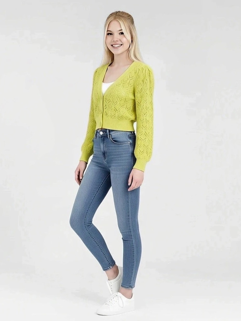 Alice + Olivia Open Front Knit Cardigan Green Size Small Like New (B5)
